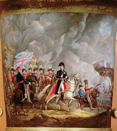 Vase with Depiction of Wellington and His Officers at the Battle of Waterloo in 1815 by English School